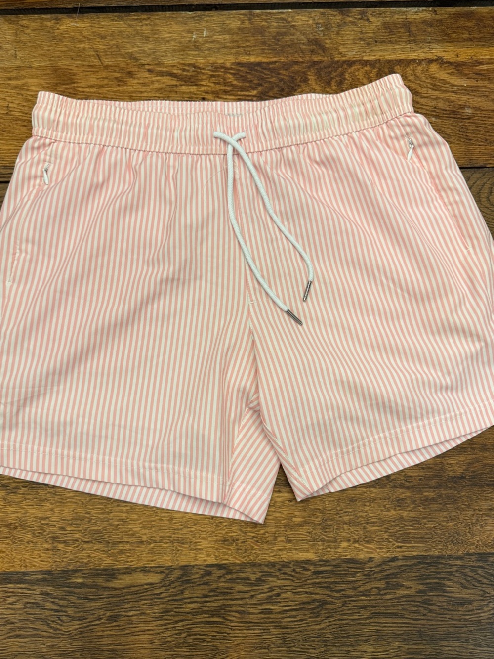 Maamgic Pink Striped Swim Trunks - Classic Drawstring Beach Shorts
